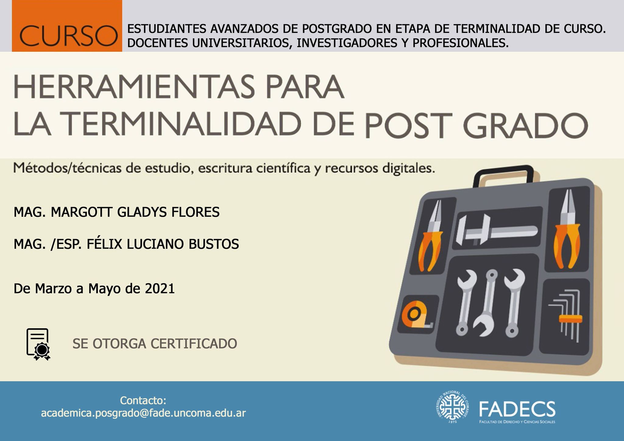 CURSO VIRTUAL: Herramientas para la terminalidad de Postgrado